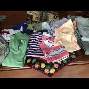 Bundle of polo tops, 3 riding pants, 2 show shirts